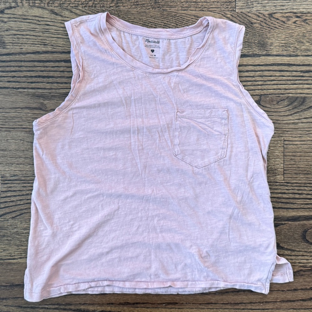 Madewell Whisper Cotton Crewneck Pocket Muscle Tank - Size M